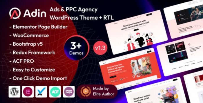 Adin - Advertising & PPC Agency Elementor WordPress Theme