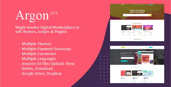Argon - Single Vendor Digital Marketplace to sell Themes, Scripts & Plugins