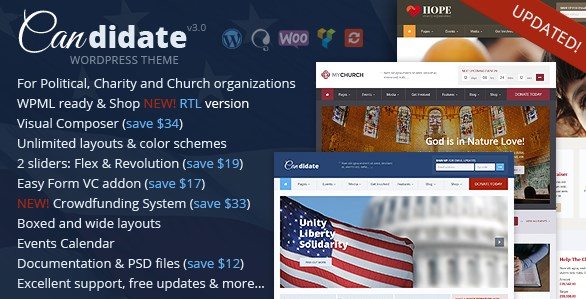 Candidate Political/Nonprofit/Church WordPress Theme