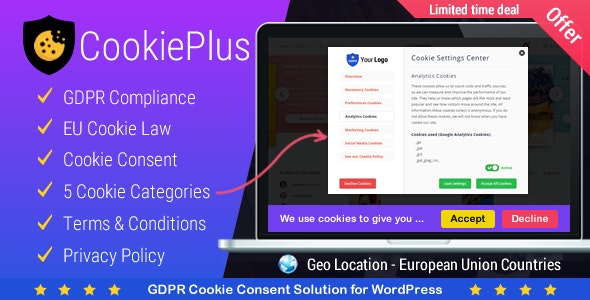 Cookie Plus - Gdpr Cookie Consent Solution For Wordpress