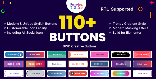 Creative buttons for elementor