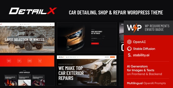 DetailX - Car Detailing, Shop & Repair WordPress Theme