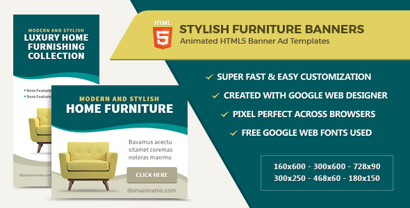 Furniture Home Decor Banner Ads - HTML5 GWD