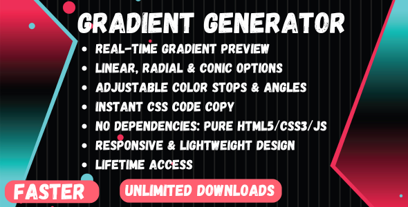 Gradient Generator – Real-Time CSS Gradient Creation Tool with Live Preview and One-Click Copy Funct