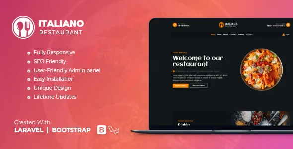 Italiano Restaurant - Laravel Website & Admin Panel
