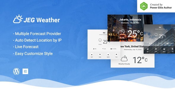 Jeg Weather Forecast WordPress Plugin -s for Elementor and WPBakery Page Builder