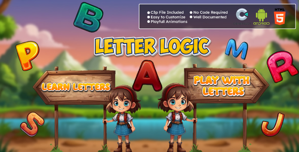 Letter Logic Game - Educational Game for Kids | HTML5, Android | Construct 3 Game