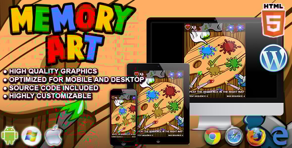 Memory Art (Simon game clone) - HTML5 Game