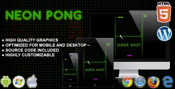 Neon Pong - HTML5 Arcade Game