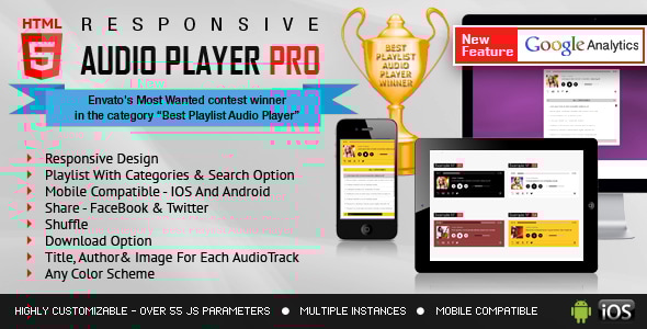 Responsive HTML5 Audio Player PRO With Playlist.5.8