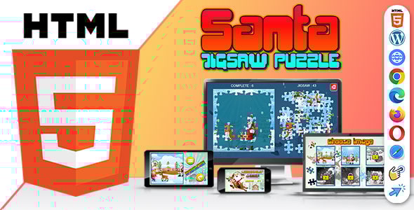 Santa Jigsaw Puzzle Game ( HTML5 ) Christmas Game