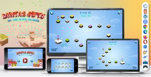 Santa's Gifts - On the space Islands Game (Construct | C3P | HTML5) Christmas Game