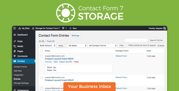 Storage for Contact Form CF WordPress Plugin