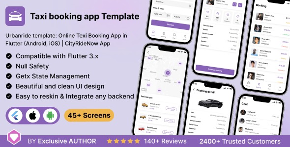 Urbanride template: Online Texi Booking App in Flutter (Android, iOS) | CityRideNow App