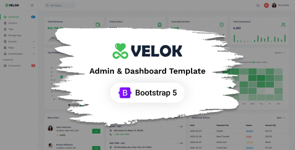Velok - Bootstrap Admin Dashboard UI Kit Template