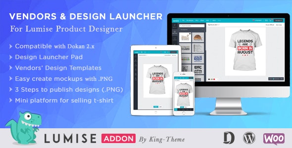 Vendors & Design Launcher for LUMISE Product Designer