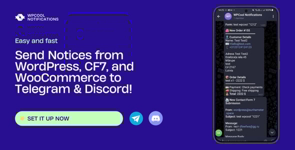 WPCool - Notifications from CF, WooCommerce to Telegram, Discord